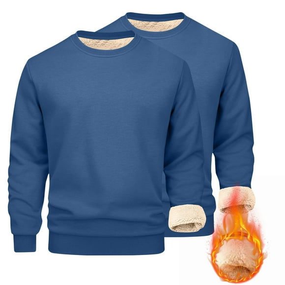 Gspmoly Shirts for Men, Men'S Fashion Casual Warmthick Solid Color Easy Long Sleeve Round-Neck Shirts Going Out Tops up to 70% Off