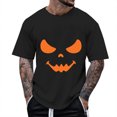 thumbnail image 2 of ZHOGXU Men's T Shirts Pumpkin Graphic Print Short Sleeve Round Neck Loose Fit Comfortable Tee For Casual Daily Wear,Black,L, 2 of 4