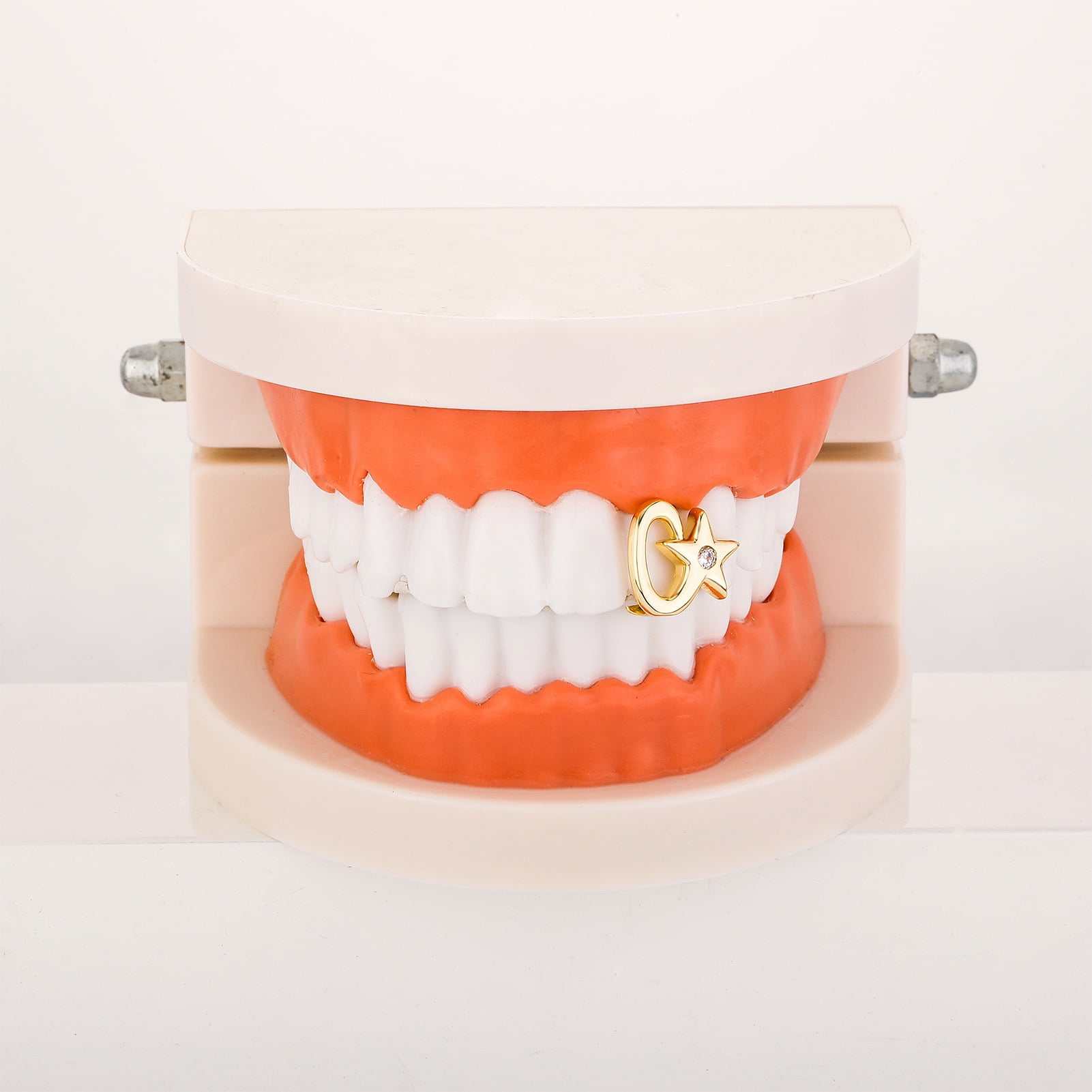 4PCS Gold & Silver Hip Hop Grillz Set, Iced-Out Design with Cubic Zirconia, Removable Party Rapper Teeth Jewelry for Men and Women