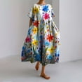 thumbnail image 2 of Ruyang Women Casual Loose Boho Floral Dress with Pockets Short Sleeve Long Maxi Summer Beach Swing Dress Women's Tunic Dress, 2 of 4