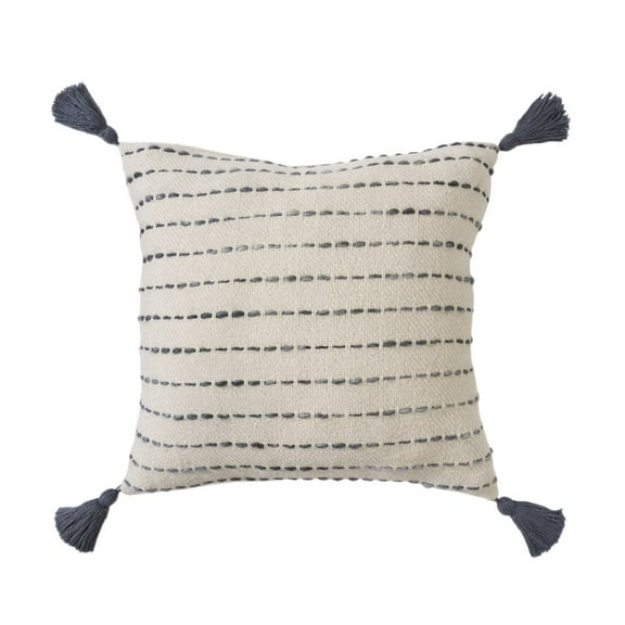 LR Home White/ Navy Striped Ombre Nautical Flatweave Throw Pillow