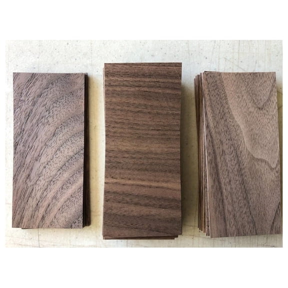 50 Walnut Fingerboard Wood Veneer Pieces 2" x 4.5" 1/42" Thickness