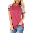 thumbnail image 2 of Short Sleeve Round Neck Color Block Leopard Striped Tunic Top Women's Crew Neck Short Sleeve Stripes Leopard Print Top, 2 of 3