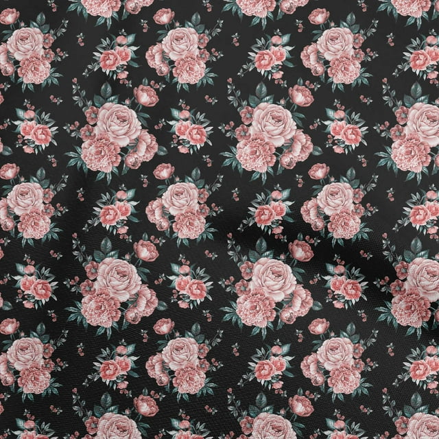 oneOone Rayon Black Fabric Florals Sewing Craft Projects Fabric Prints By Yard 56 Inch Wide