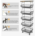 thumbnail image 6 of 6 Tier Rolling Vegetable Cart Fruit Organizer Stand Stackable Wire Basket Stand Storage Utility Metal Cart with Wheels for Kitchen Bathroom Living Room Bedroom Laundry Room Office (With Tabletop), 6 of 7