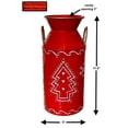 thumbnail image 5 of Tall Metal Vase Christmas Winter Theme Red & White W Pine Trees & Snowflakes Modern Farmhouse Home Business Holiday Decor 11.5" H, 5 of 6