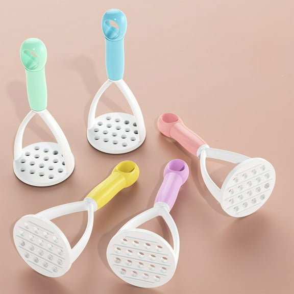 Potato Masher Ergonomic • Leaf Pattern Base for Even Mashing • Food Grade Plastic • Pink Blue Yellow Green • Effortless Mash for Potatoes Yams Veggies • Easy Clean 5.9x2.36 in
