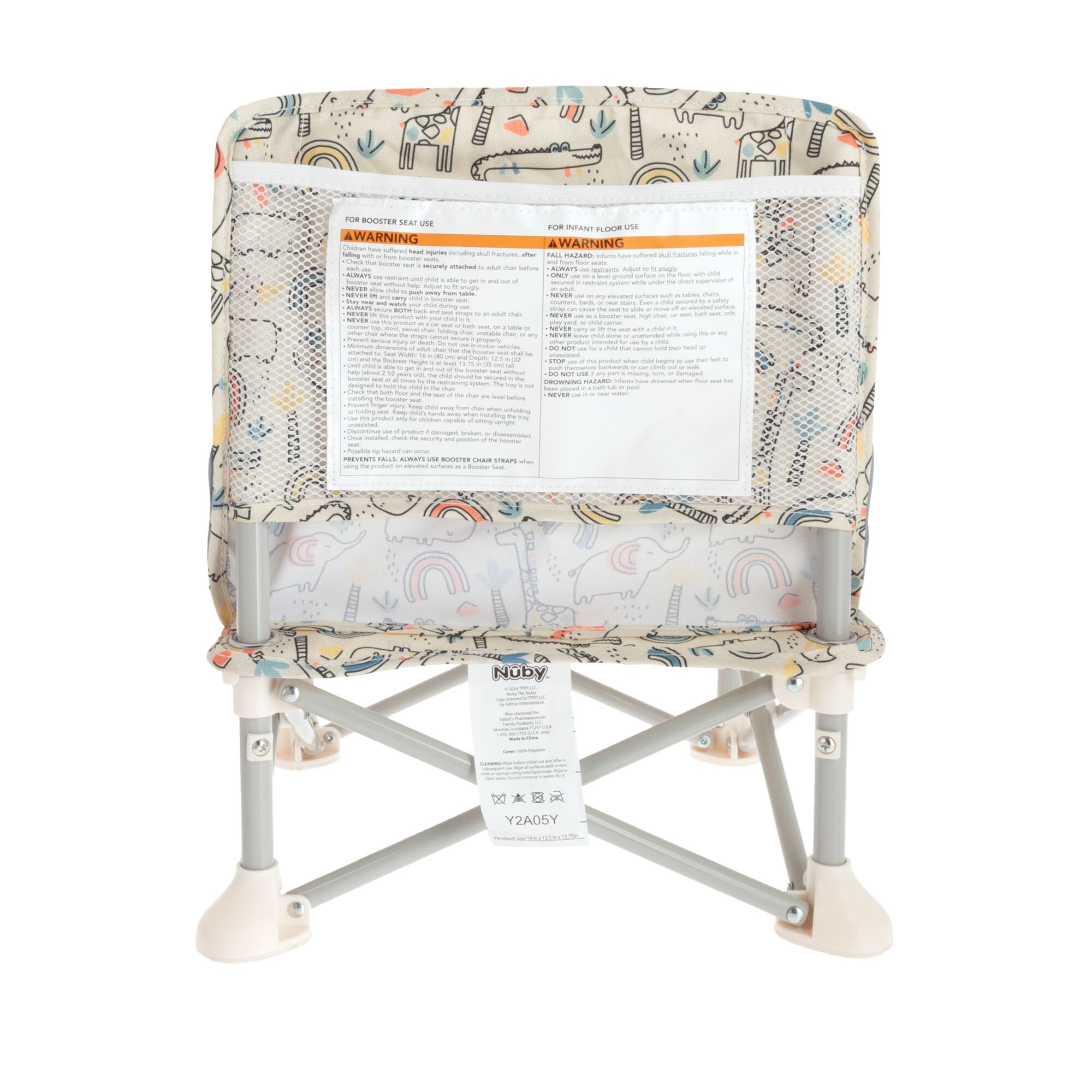 Nuby Pop-Up Portable Booster Seat with Removable Tray, Safari