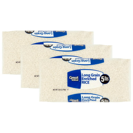 (3 Pack) Great Value Long Grain Enriched Rice, 5