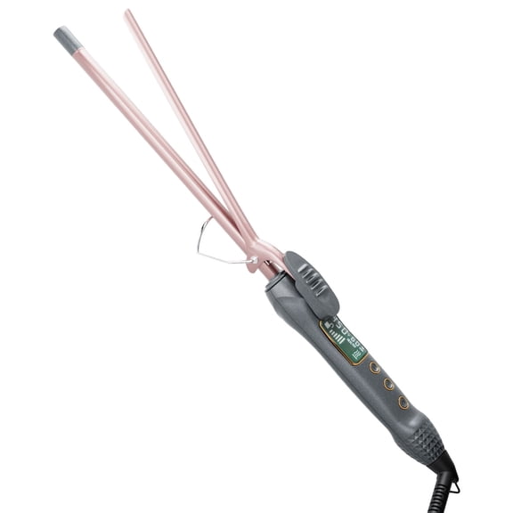 Thirtek 3/8 Inch Curling Iron for Tight Spiral Curls, 9mm Small Ceramic Curling Iron for Short & Long Hair, Fast Heating, 15 Heat Settings, Dual Voltage, LCD Display