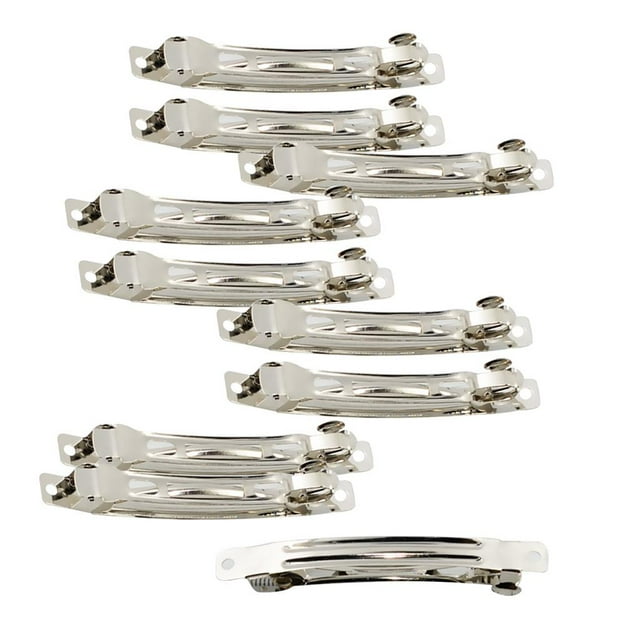 10 / set Clips de pasador francés plateados, lazos para el cabello para niñas Los 8cm Hugo Pasador francés