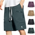 thumbnail image 1 of Hurxie Deals Big & Tall Cargo Shorts with Zipper Pocket Green Mens Drawstring Casual Bermuda Shorts Ripstop Shorts M-4XL, 1 of 6