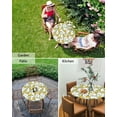 thumbnail image 6 of Fitted Round Tablecloths Table Covers 55-60in,Seamless Lemon Summer Fruit Waterproof Elastic Edged Table Cloth for Kitchen Dining Holiday Party Tables Decor,Leaves Floral Bee on White, 6 of 6