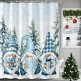 thumbnail image 3 of Christmas Shower Curtain, 48" x 72", Blue Plaid Xmas Gnome Pine Tree Box Snowflakes Waterproof Bathroom Curtain Washable Shower Curtain Set with 12 Hooks, 3 of 6