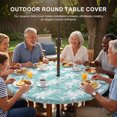 thumbnail image 3 of Round Outdoor Tablecloth with Umbrella Hole and Zipper, Mint Palm Tree Summer Tablecloth with Elastic Waterproof, Beach Tropical Botanical Coastal Patio Table Covers for 45" - 54" Picnic Pool Tables, 3 of 9
