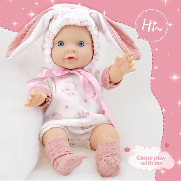 12 Inch Cute Bunny Outfit Vinyl Baby Doll – Safe Pretend Play Toy for Toddlers
