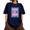 Navy Blue, variant on UNISHE Women's God Is Good Graphic Short Sleeve T-Shirt Cream Blue Striped Bubble Font Oversized Tee