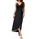 thumbnail image 3 of Vestido Cruzado Sin Mangas con Escote en V y Espalda Abierta para Mujer con Ribete en Contraste Negro XXL, 3 of 10