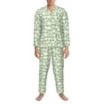 thumbnail image 3 of Xecao Cute Frog Print Pajamas Set Mens Pajamas Long Sleeve Loungewear Two-Piece Sleepwear Button-Down Pjs Set,2PJS-Medium, 3 of 7
