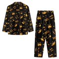 thumbnail image 4 of Renewold Halloween Scoop Neck Button Pajama Nightwear for Women 2 Pieces Breathable Pants & Pullover Tops Thermal Cozy Sleep Set Black Cats Pumpkins Loungewear Size L, 4 of 6