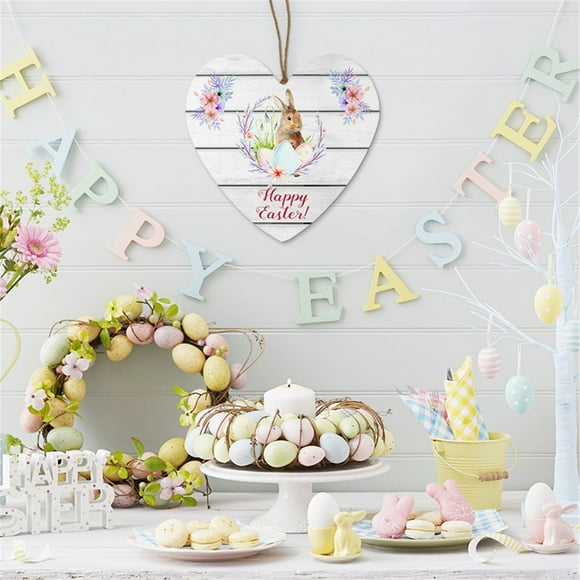 Usmixi Deals Flyer Easter Indoor Outdoor Decorative Hanging Sign, Welcome Home Sign, Front Porch Door Decoration, Wooden Wreath Wall Hanging, Suitable For Easter
