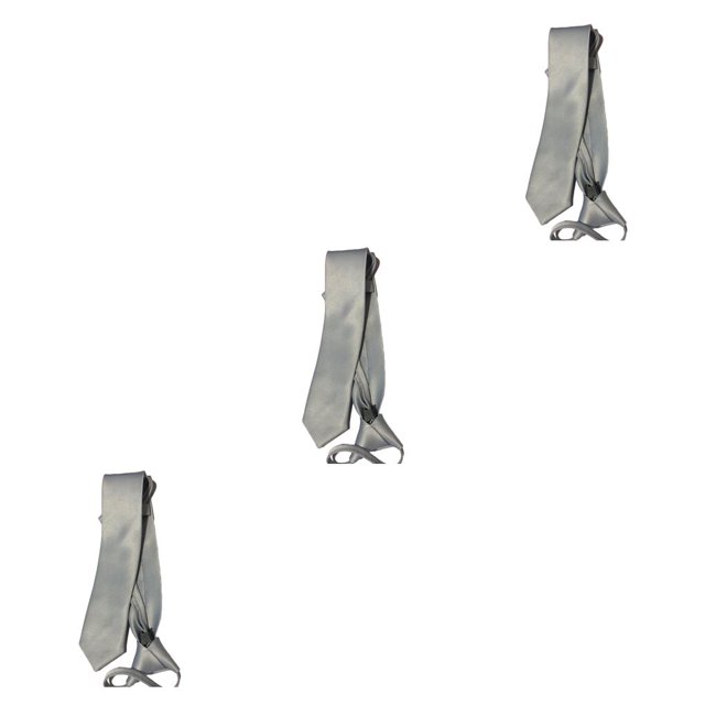 ZLight Cravate Rétro en Polyester pour Garçons Pré-Nouée Cravate Fine Mode Unisexe Cordelette Robe de Marié Argenté 3Ensemble