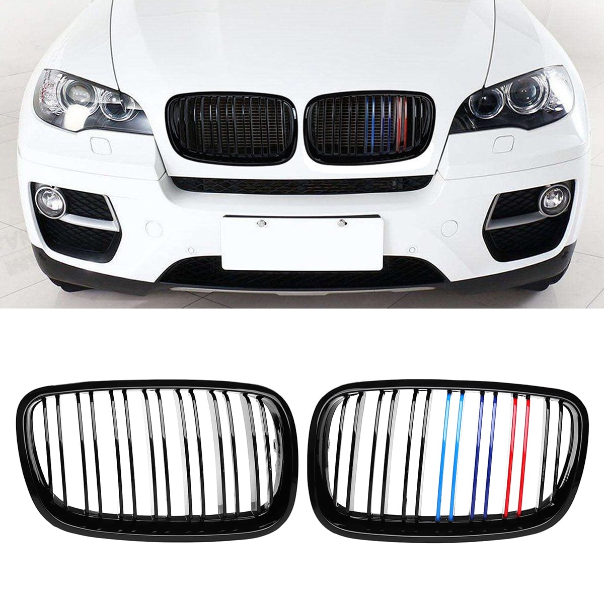MColor Front Kidney Grille Grill For BMW X5 X6 E70 E71 E72 Glossy