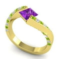 thumbnail image 2 of 1.25 Carat Princess Cut Amethyst & Peridot Gemstone Wonderful Anniversary Ring for Women Solid 14K Yellow Gold Size 9 by Diamond-Capitals, 2 of 8