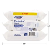 (8 pack) Equate Flushable Wet Wipes, Fragrance Free, 144 Wipes, 3 Pack