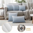thumbnail image 6 of Outdoor Pillow Covers Blue Stripe White Gradient Geometric Waterproof Pillow Cases 20x12 Set of 2, Ocean Coastal Style Throw Pillow Cover Pillowcase for Patio Balcony Couch Garden, 6 of 9