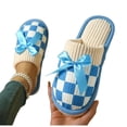 thumbnail image 5 of Miqool Womens Fuzzy House Slippers Closed Toe Non-Slip Plush Checkerboard Bow Cozy Warm Slippers for Indoor Bedroom, 5 of 5