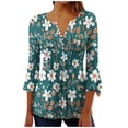 thumbnail image 1 of Camisetas de Cuello en V Mujeres, Impreso 3/4 Manga Blusa Casual Hecha de Cómodo Estante de Imitación para Toda la Temporada de Uso Diario, Camisetas Casuales de Mujer, 1 of 5