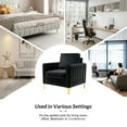 thumbnail image 4 of Velvet Upholstered Club Accent Chair Lounge Armchair Single Sofa Removable Backrest Golden Legs Home Living Room Bedroom Black, 4 of 6