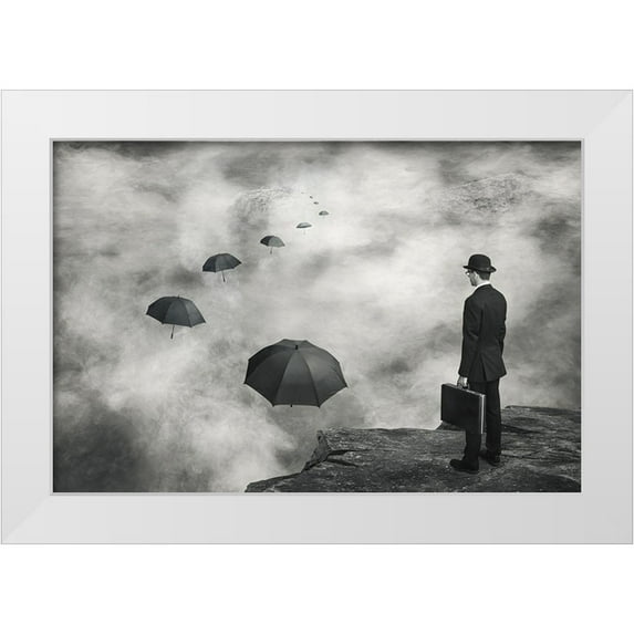 Villeneuve, Alain 24x17 White Modern Wood Framed Museum Art Print Titled - The Road Less Traveled