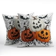 thumbnail image 2 of Halloween Pumpkins Throw Pillow Covers 18x18 Inch Pumpkin Jack-O-Lanterns with Black Bat Web Decorative Holiday Pillow Case linen Fall Farmhouse Cushion Cover for Home Sofa Couch, 2 of 6