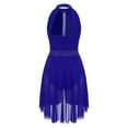 thumbnail image 6 of Haitryli Womens Halter Neck Lyrical Dance Dress Crisscross Back Ballet Modern Dance Leotard Dress Royal Blue L, 6 of 7