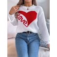 thumbnail image 4 of Valentine'S Day Sweater for Women Heart Woven Knitted Pullover Long Sleeve Woven Knitted Casual Sweater White XL, 4 of 9