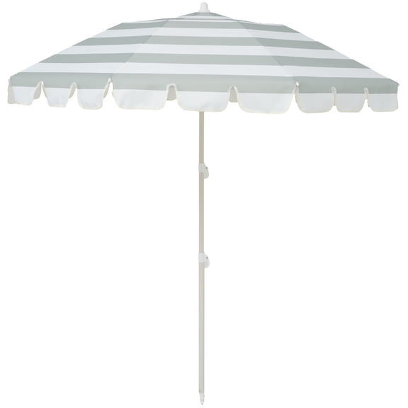 Sunnylife: Compact Beach Umbrella - Sea Sage Stripe - Green, UPF50 Fabric Sun Protection, 67x67x79", Shade Cover, Steel Pole, Carry Bag, Outdoor-Sand