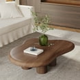 thumbnail image 4 of 48.42" Cloud Coffee Table Wood Living Room Table, Dark Brown Coffee Table with 4 Sturdy Legs, Mid-Century Modern Center Table for Living Room Tea Table, 4 of 5