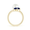 thumbnail image 2 of Angara South Sea Cultured Pearl and Pear-Shaped Sapphire Two Stone Ring in 14K Yellow Gold for Women | June Birthstone Jewelry for Her, 2 of 8