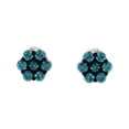 thumbnail image 3 of Sterling Silver 1/2ct TDW Treated Blue Diamond Floral Stud Earrings (Blue,I2-I3), 3 of 7