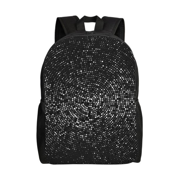 Disketp Black And White Dotted Mochila Unisex de Apertura Lateral Completa, Mochila para Laptop para Escuela, Trabajo y Viajes