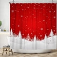 thumbnail image 4 of Duangreer Red Christmas Snowy Pine Tree Shower Curtain, Winter Snowflake Holiday Bathroom Decor with 12 Hooks, Waterproof, 72"x84", 4 of 5