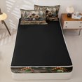 thumbnail image 4 of Manfei Rustic Wooded Pine Zipper Twin Comforter Sets with Fitted Sheet and 2 Pillowcases,Brown Bear Zipper Bedding Set,Gray Brown,Black Reversible,4pcs, 4 of 8