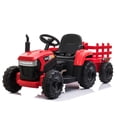 thumbnail image 3 of Cfowner 12V Battery-Powered Toy Tractor with Trailer and 35W Dual Motors, 3-Gear-Shift Ground Loader Ride On with LED Lights and USB & Bluetooth Audio Functions, 3 of 6