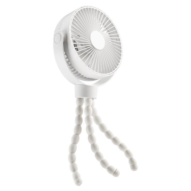 Stroller Fan,【16000mAh】Flexible Tripod Fan with 4 Speeds,Portable Personal Desk Fan,720° Rotating Fan for Stroller,Cribs,Car Seat - Blanct