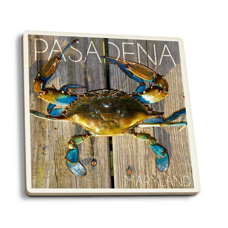 Pasadena, Maryland - Blue Crab on Dock - Lantern Press Photography (Set of 4 Ceramic Coasters - Cork-backed, (Always Best Crabs Inc Pasadena)