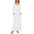 thumbnail image 2 of Women's Long Sleeve Loose Plain Maxi Dresses Casual Long Dresses with Pockets,US Size,Long Sleeve Dark green,L, 2 of 9