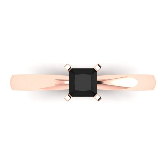 Solitaire Engagement Ring for Women - 0.5ct Natural Onyx in 14K Rose Gold Promise Ring