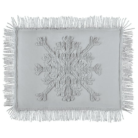 Collections Etc Tufted Snowflake Chenille Fringe Border Pillow Sham